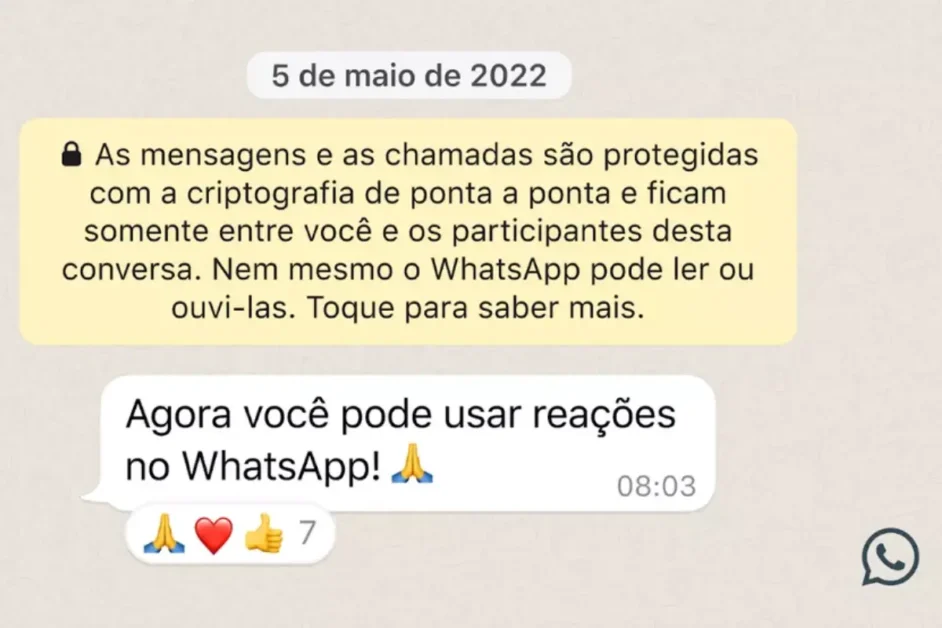 WhatsApp libera reações